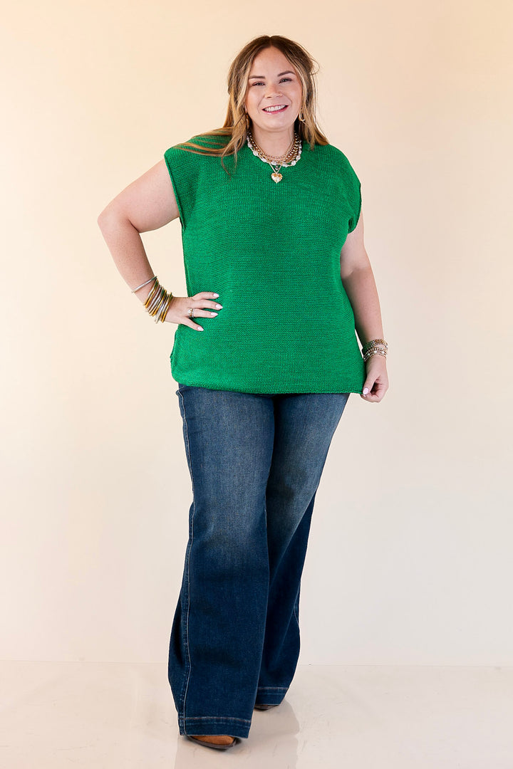 Forever Favorite Oversized Crew Neck Sweater Vest in Kelly Green