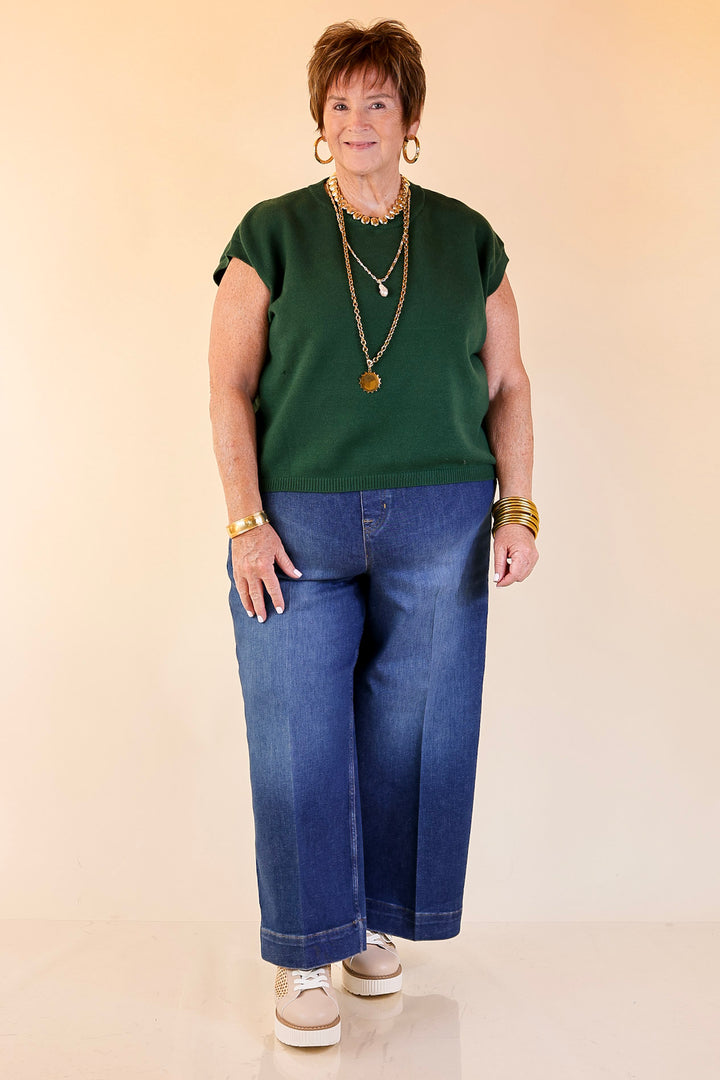 Effortlessly Yours Short Sleeve Oversized Sweater in Forest Green