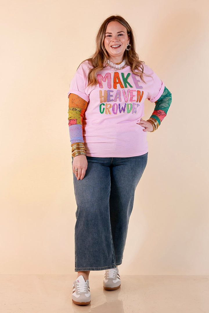 I Saved You A Seat "Make Heaven Crowded" Faith Printed Short Sleeve Graphic Tee in Light Pink
