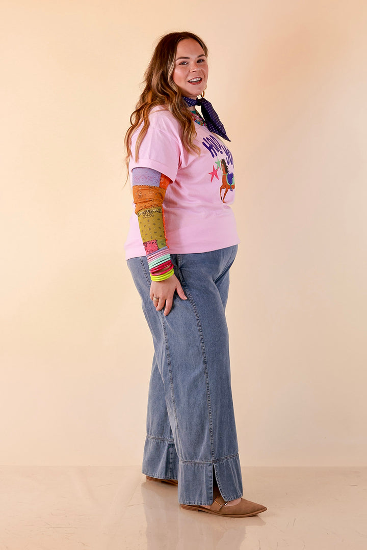 Rein It In "Hold Your Horses" Short Sleeve Graphic Tee in Light Pink