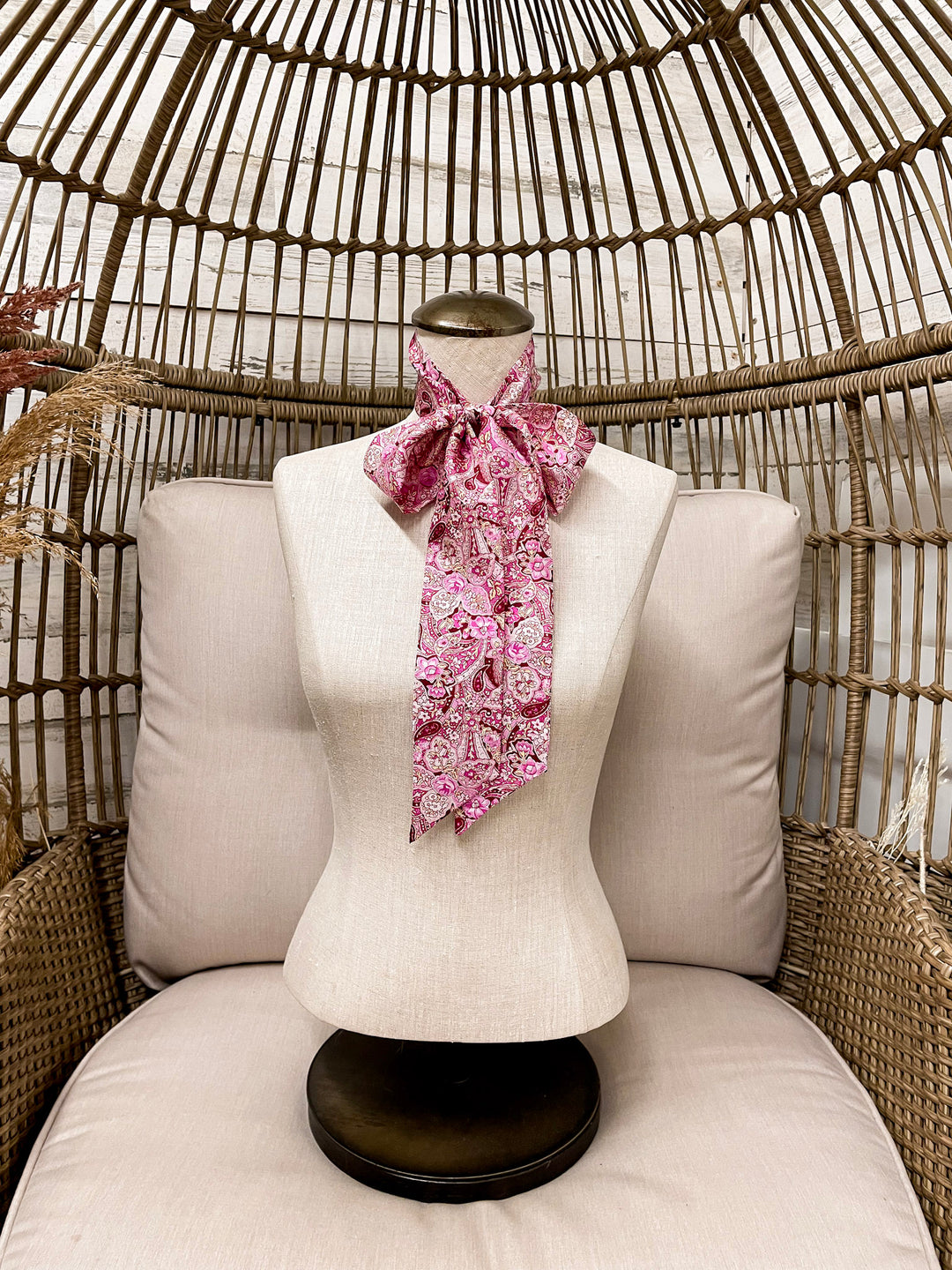 Wyoming Traders | Frontier Paisley Print Silk Twilly Scarf in Pink