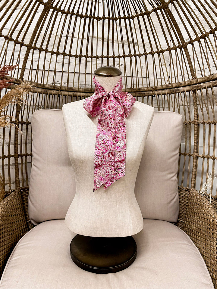 Wyoming Traders | Frontier Paisley Print Silk Twilly Scarf in Pink