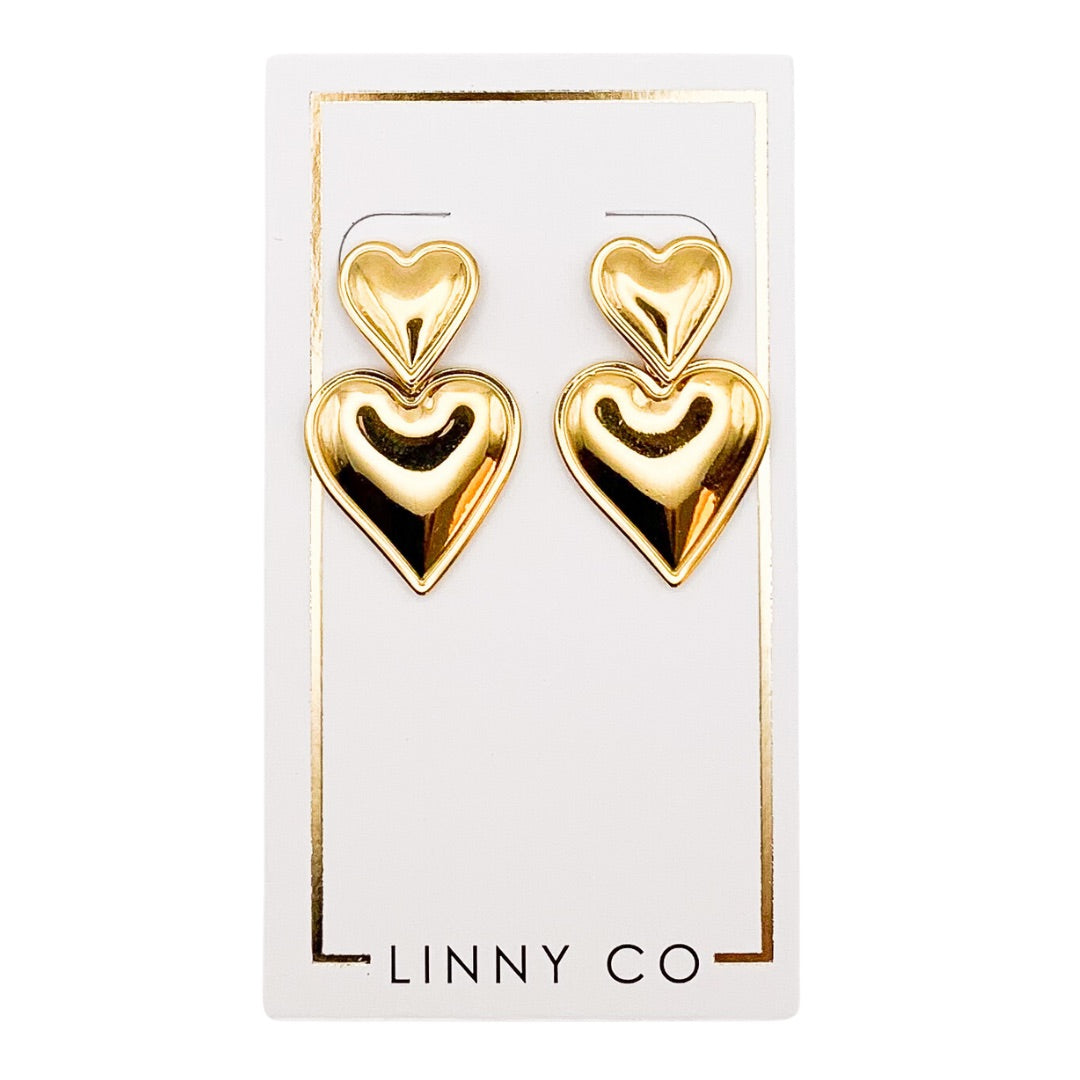 Linny Co | Esme Gold Tone Heart Drop Earrings