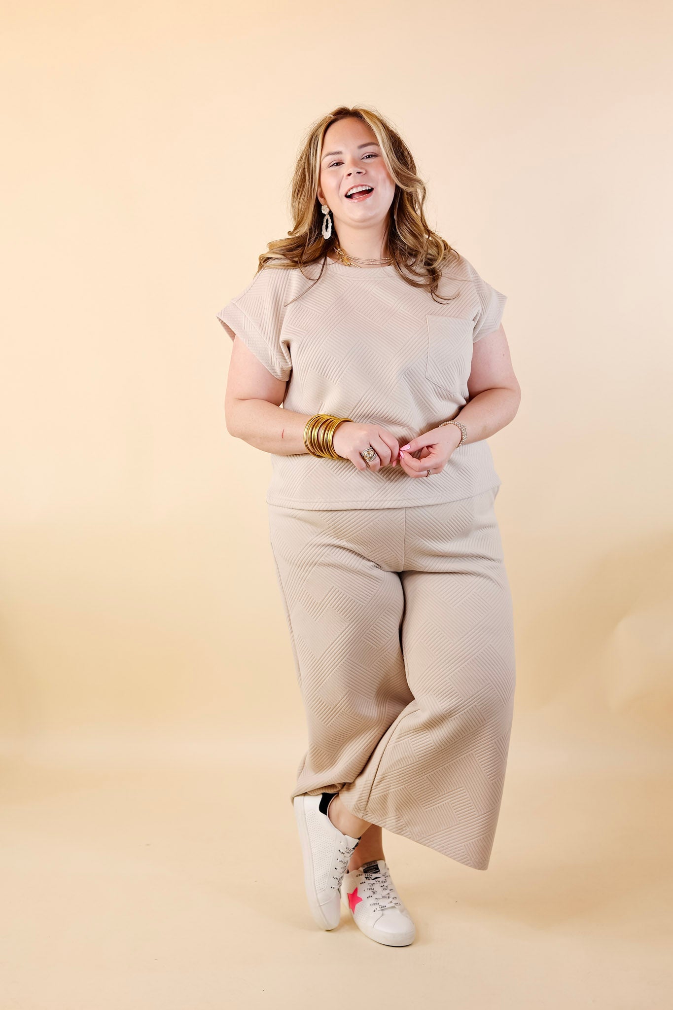 Glamour on the Go Wide Leg Pant in Cream - Giddy Up Glamour Boutique