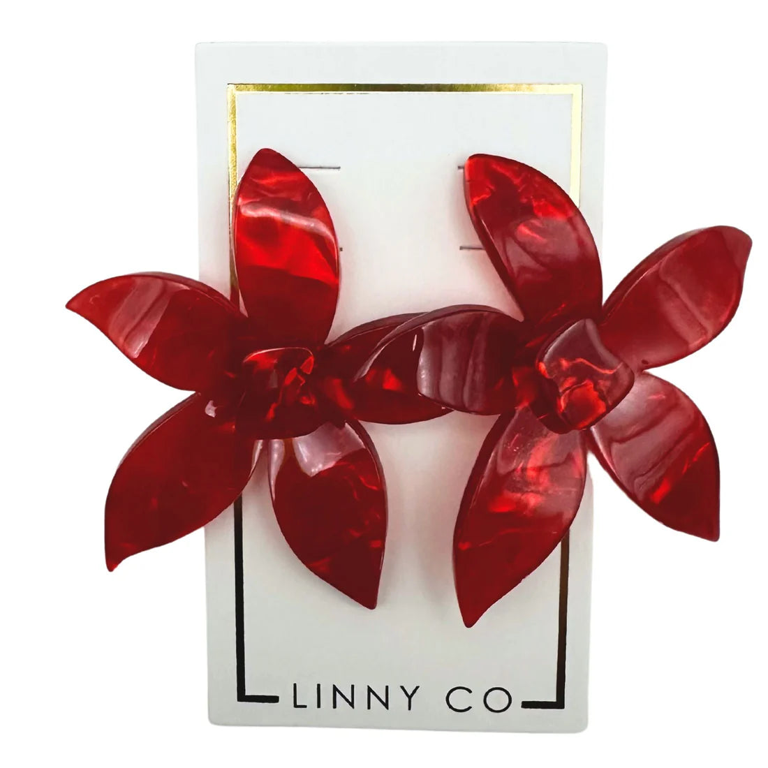 Linny Co | Annie Flower Drop Earrings in Pearlized Red