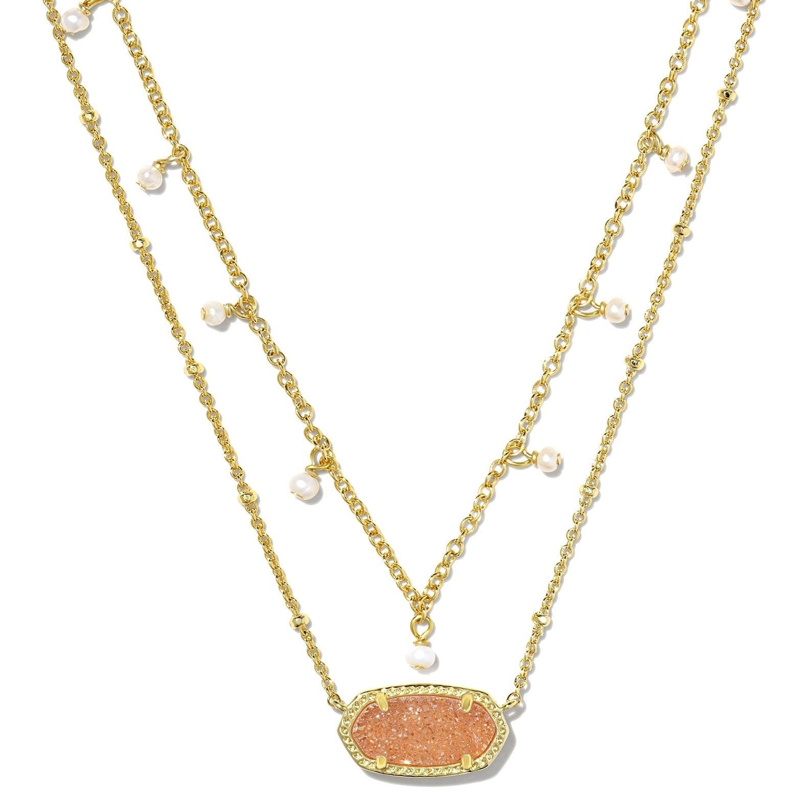 Kendra Scott | Elisa Gold Pearl Multi Strand Necklace in Sand Drusy