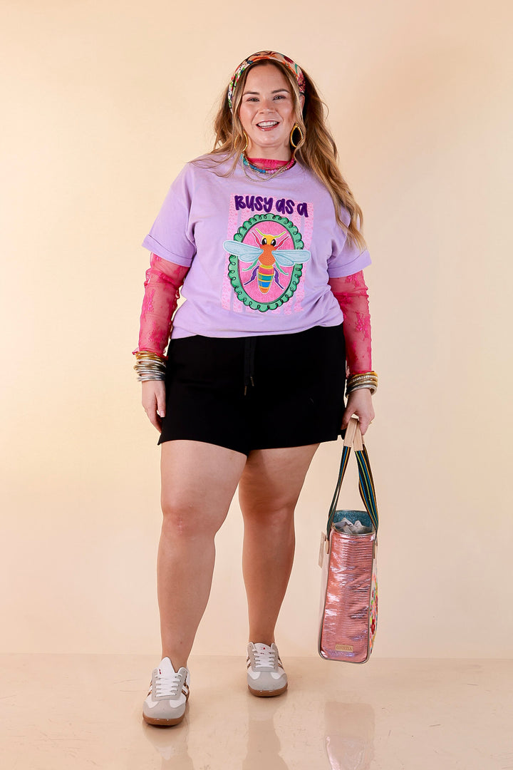 Sweet as Honey "Busy as a Bee" Short Sleeve Graphic Tee in Lavender Purple