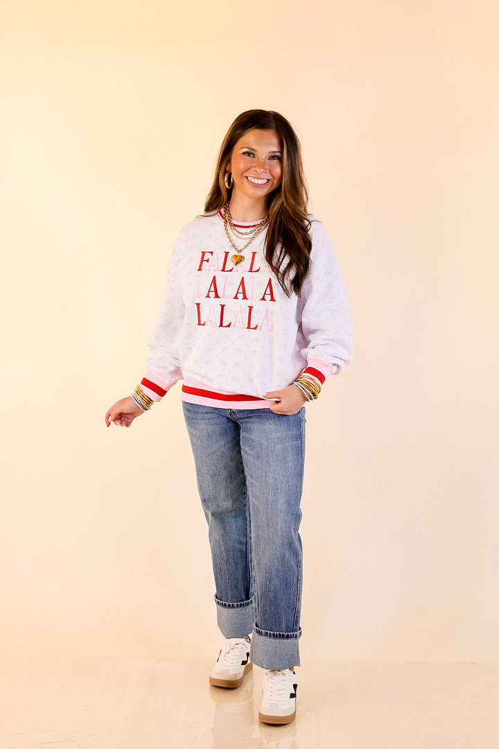 Simply Southern | Holiday Cheer Club Fa La La Floral Varsity Sweatshirt in Ivory
