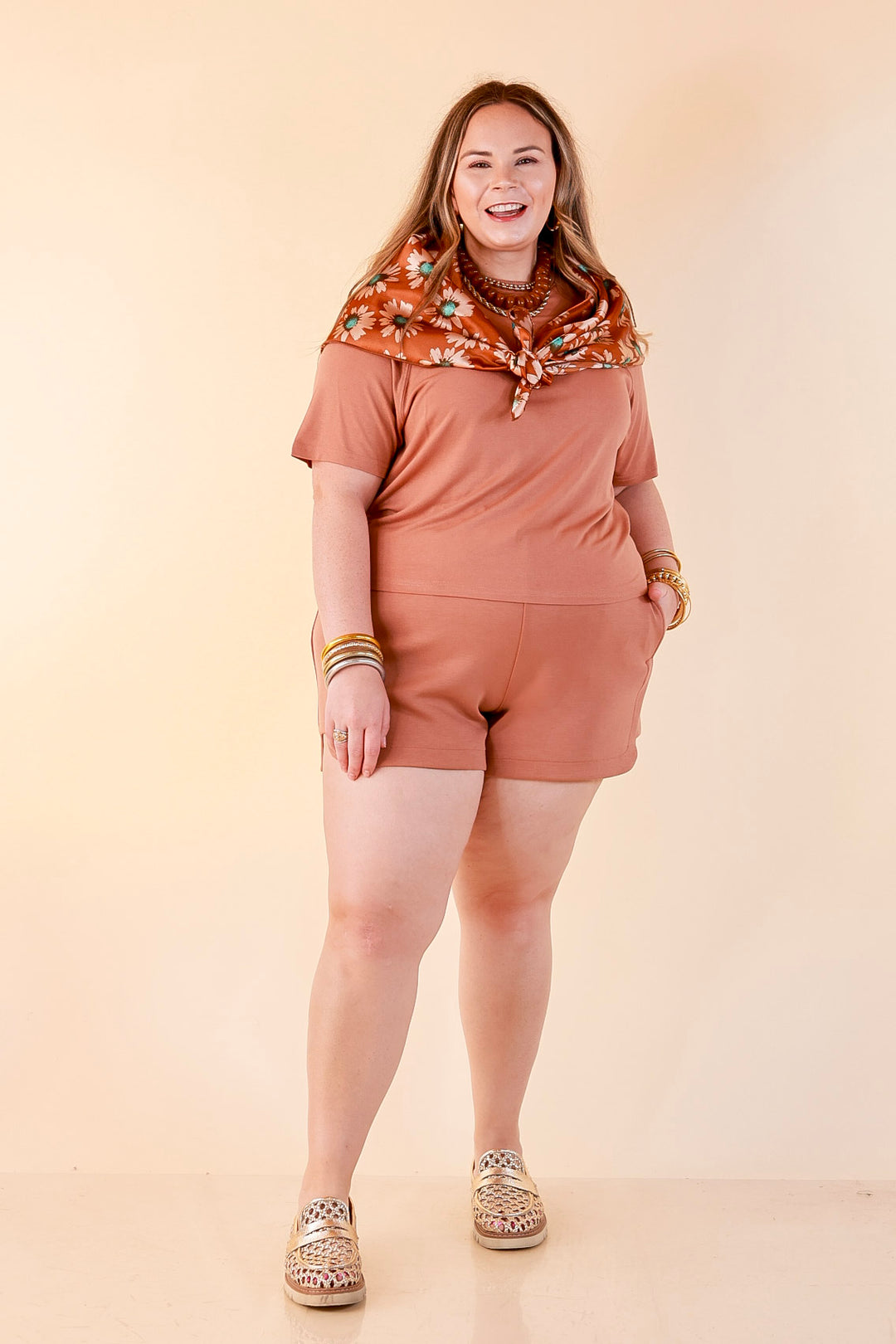 Simply Southern | Modern Comfort Relaxed Short Sleeve Knit Top in Mocha Brown