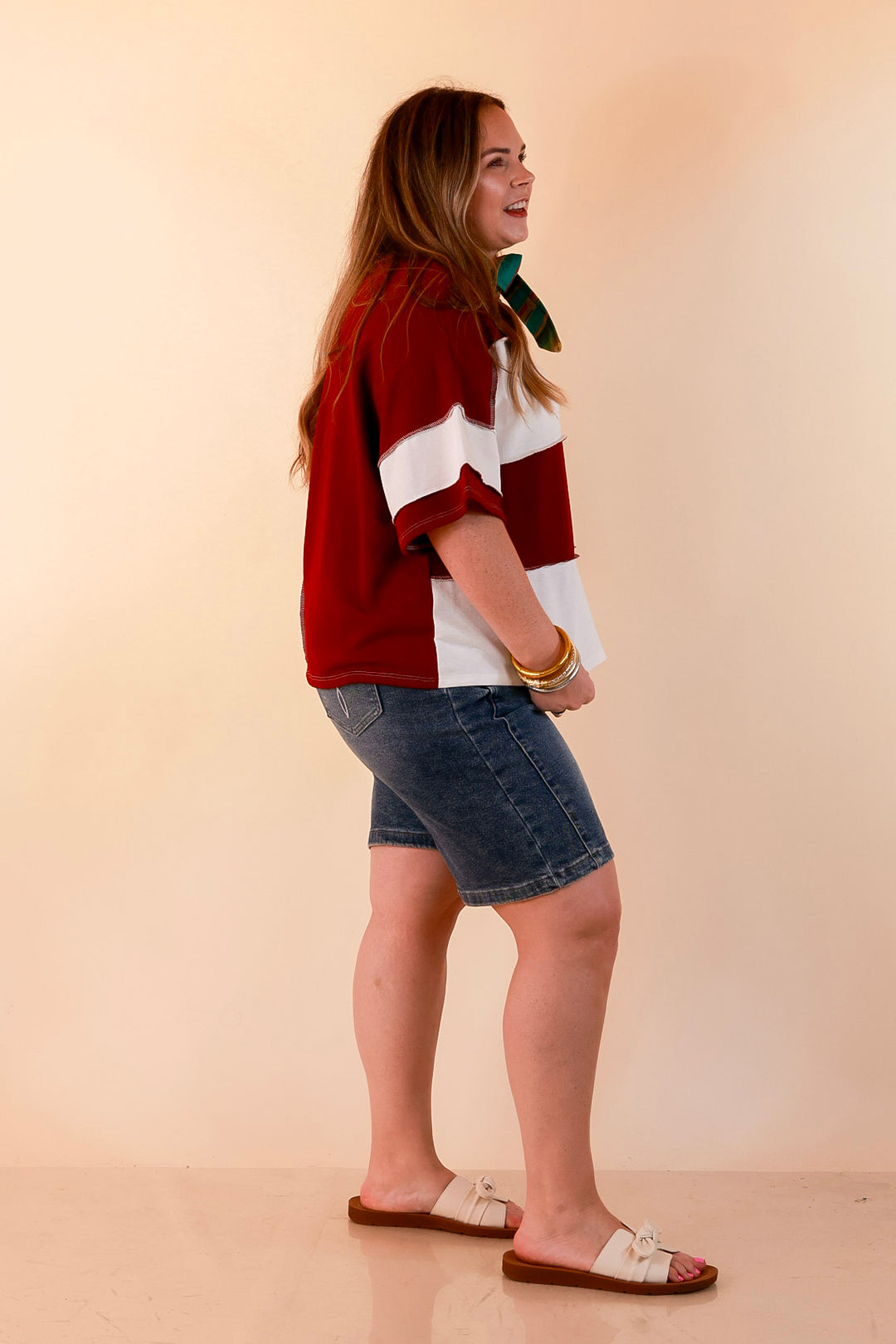 L&amp;B | Meet Me in Cheyenne Bermuda Denim Shorts in Medium Stone Wash