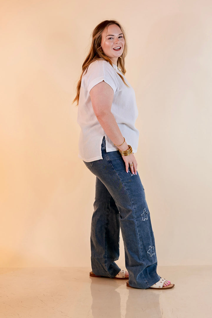 Simply Southern | Star of the Show Straight Leg Denim Jeans with Star Patch Detailing in Medium Wash