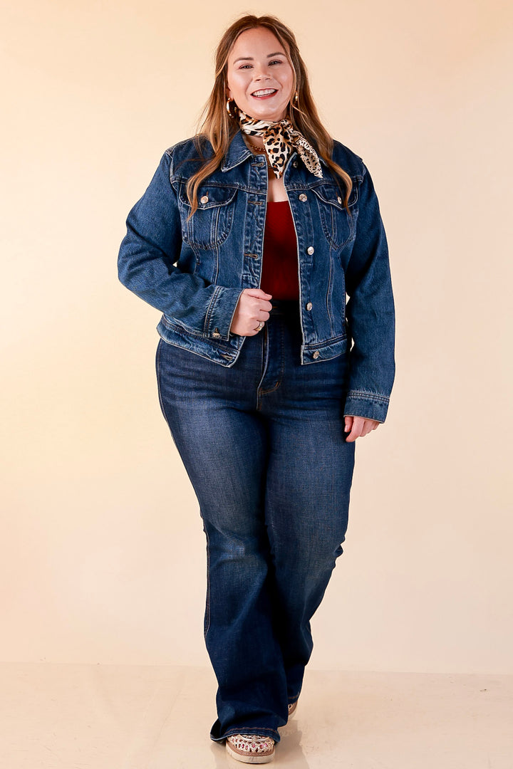 Judy Blue | The Go-To Layer Rigid Magic Classic Denim Jacket in Dark Indigo Wash