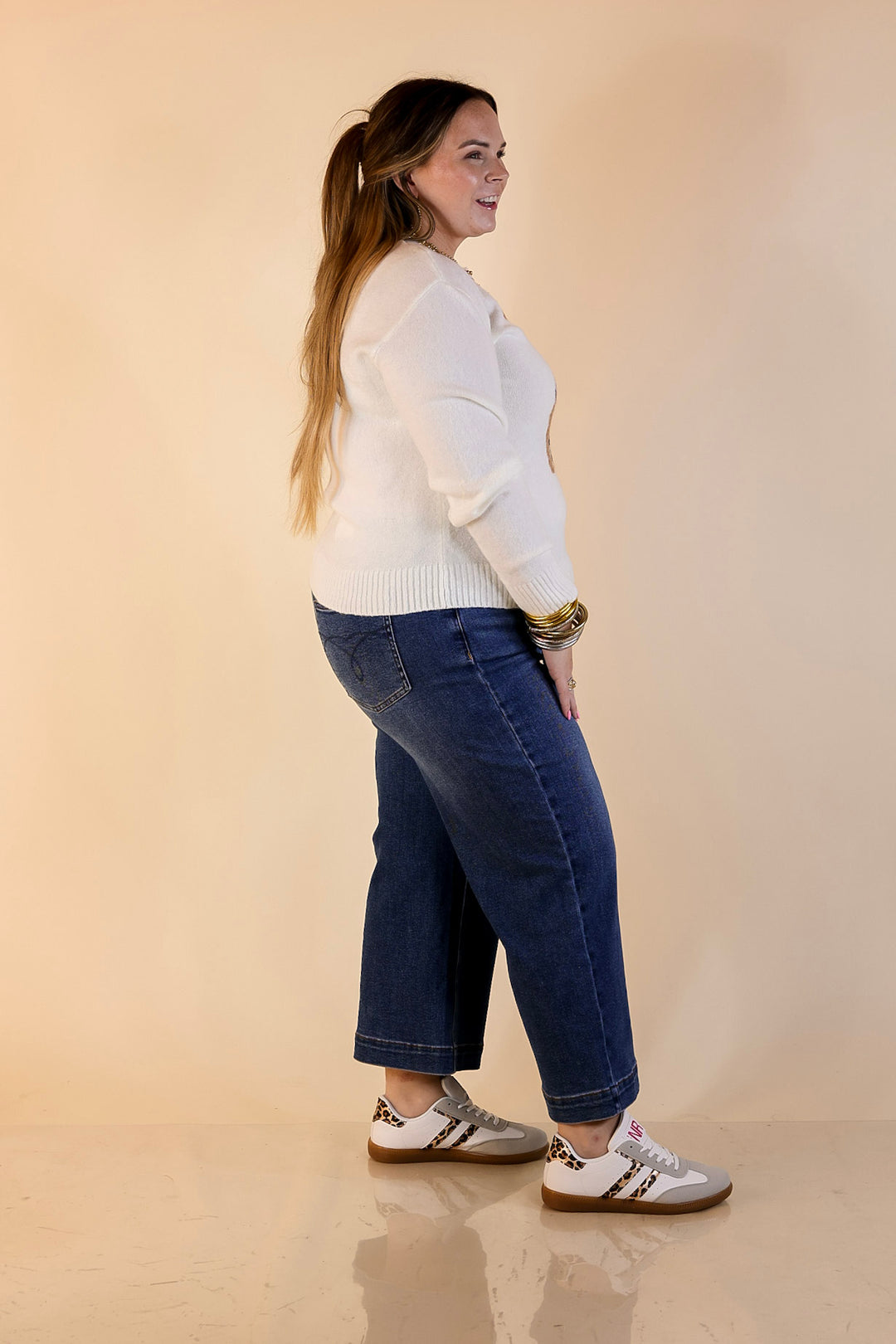 Simply Southern | Finest Touch Crewneck Sweater with Football Teddy Bear Graphic in Cream