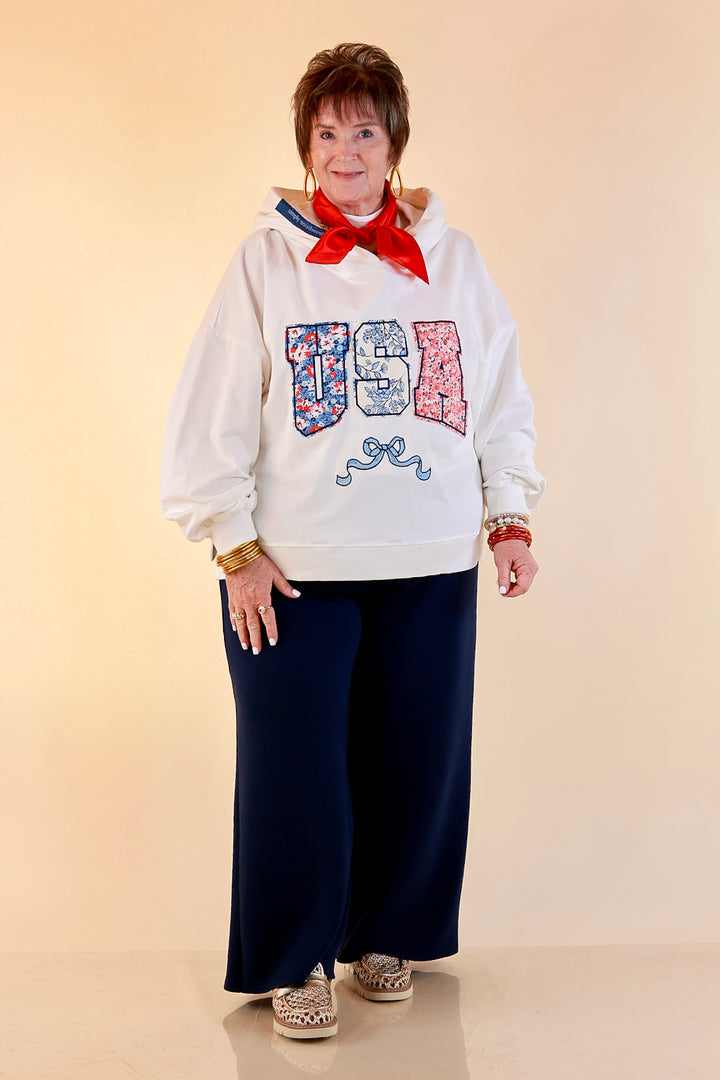 Simply Southern | Soft Statement USA Floral Print Long Sleeve Hoodie Sweatshirt in Ivory