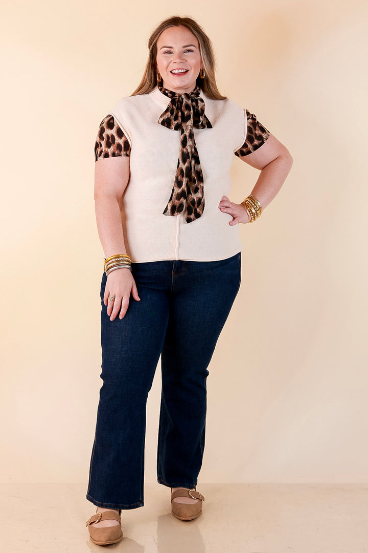 Always a Favorite Crew Neck Front Seam Sweater Knit Top in Ivory