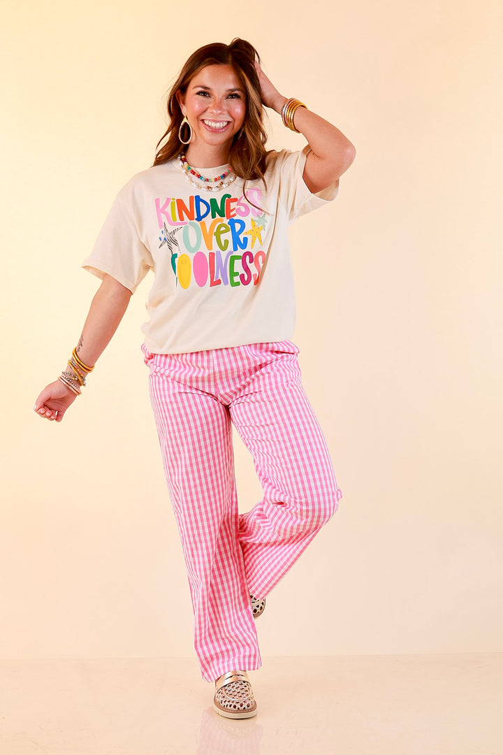 Kindness Over Coolness Short Sleeve Graphic Tee in Natural
