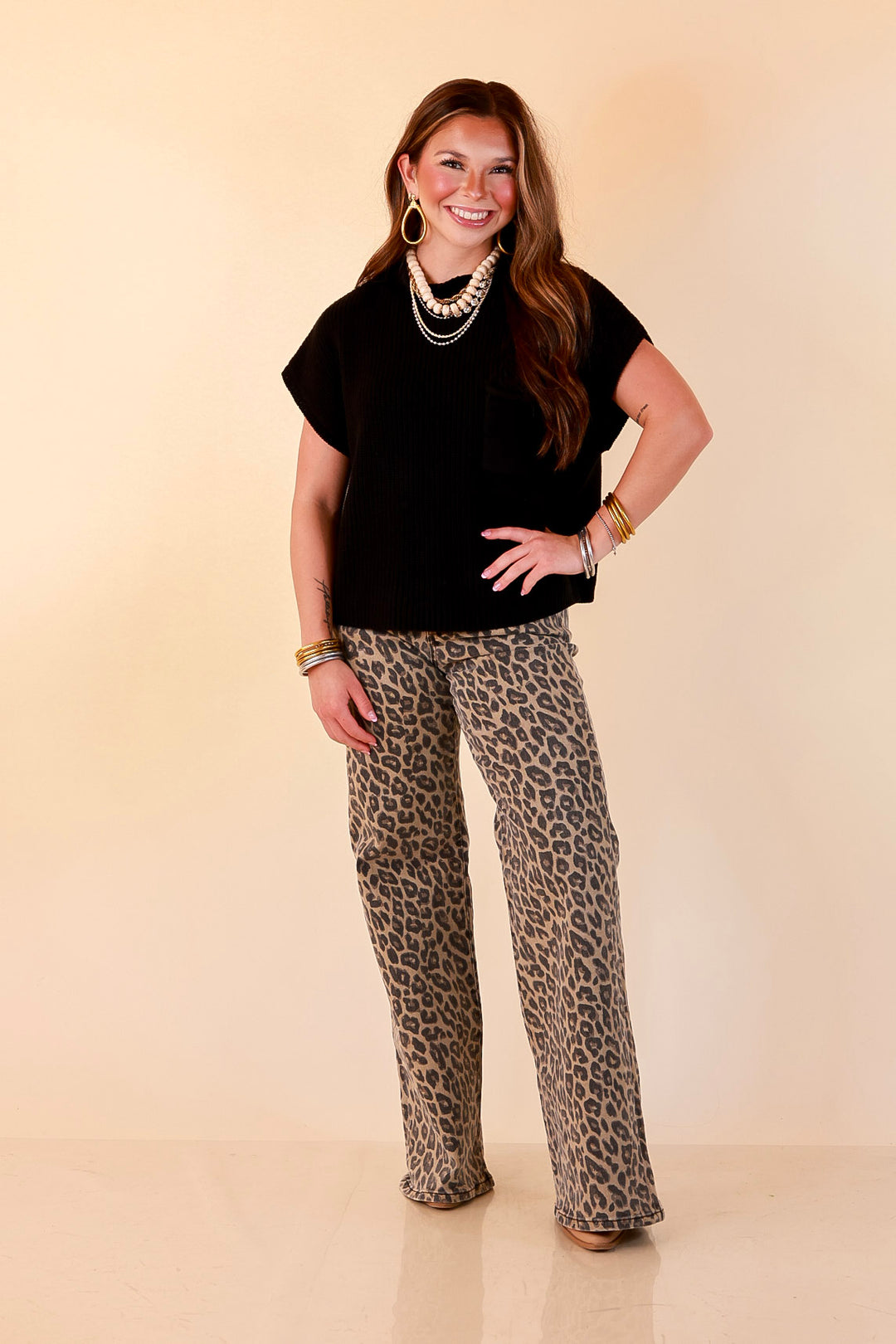 Repeat Worthy Cap Sleeve Cropped Sweater with Front Pocket in Black
