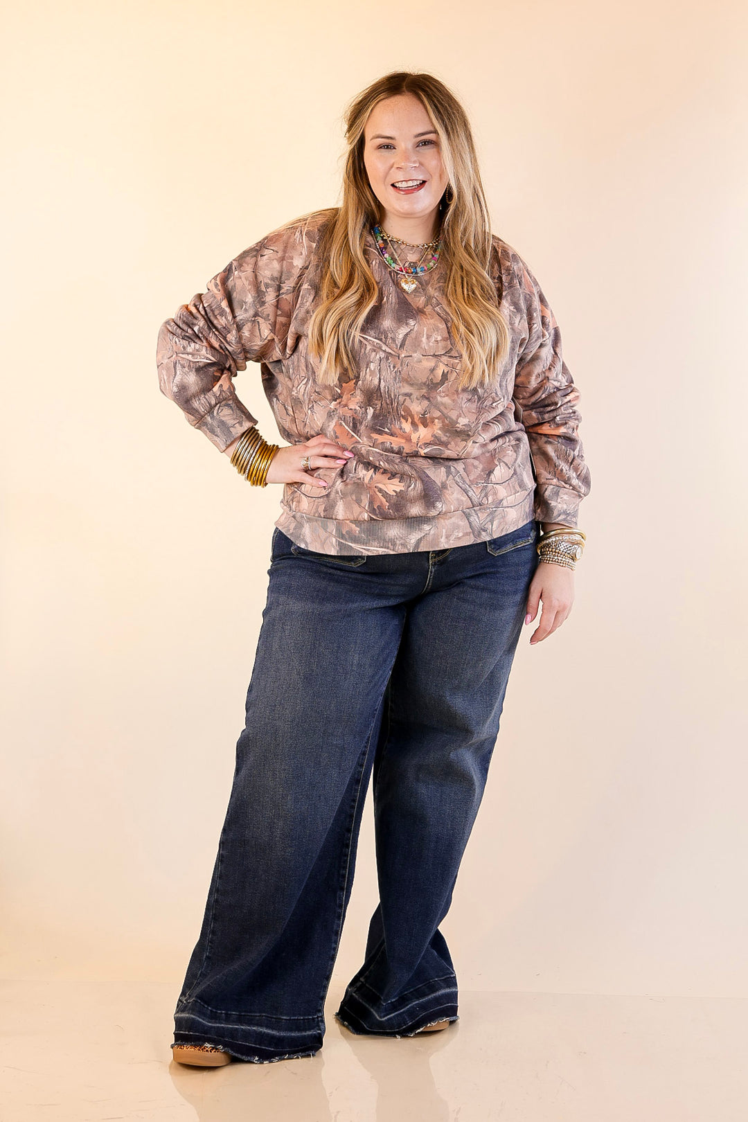 Simply Southern | Easy Does It Long Sleeve Crewneck Sweatshirt in Camouflage