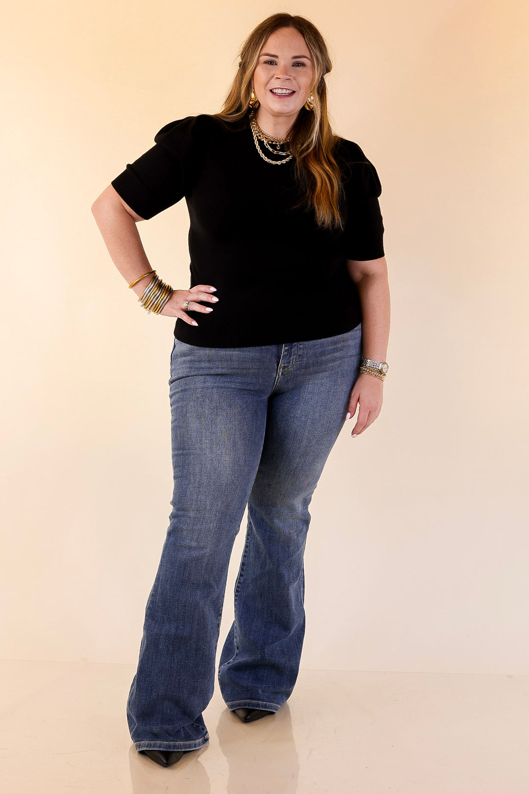 Judy Blue | Made for More Double Button Flare Jean in Medium Wash