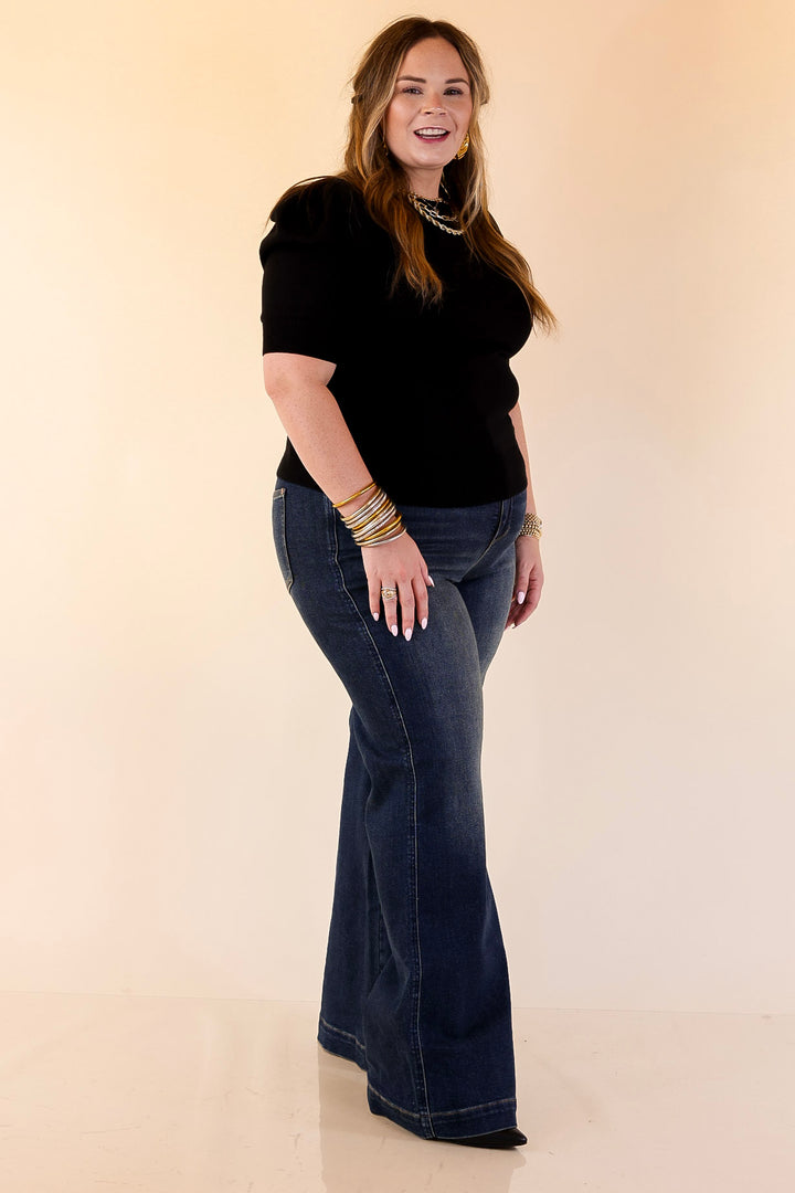 Judy Blue | Perfectly Poised Tummy Control Retro Wide Leg Trouser Jean in Dark Wash