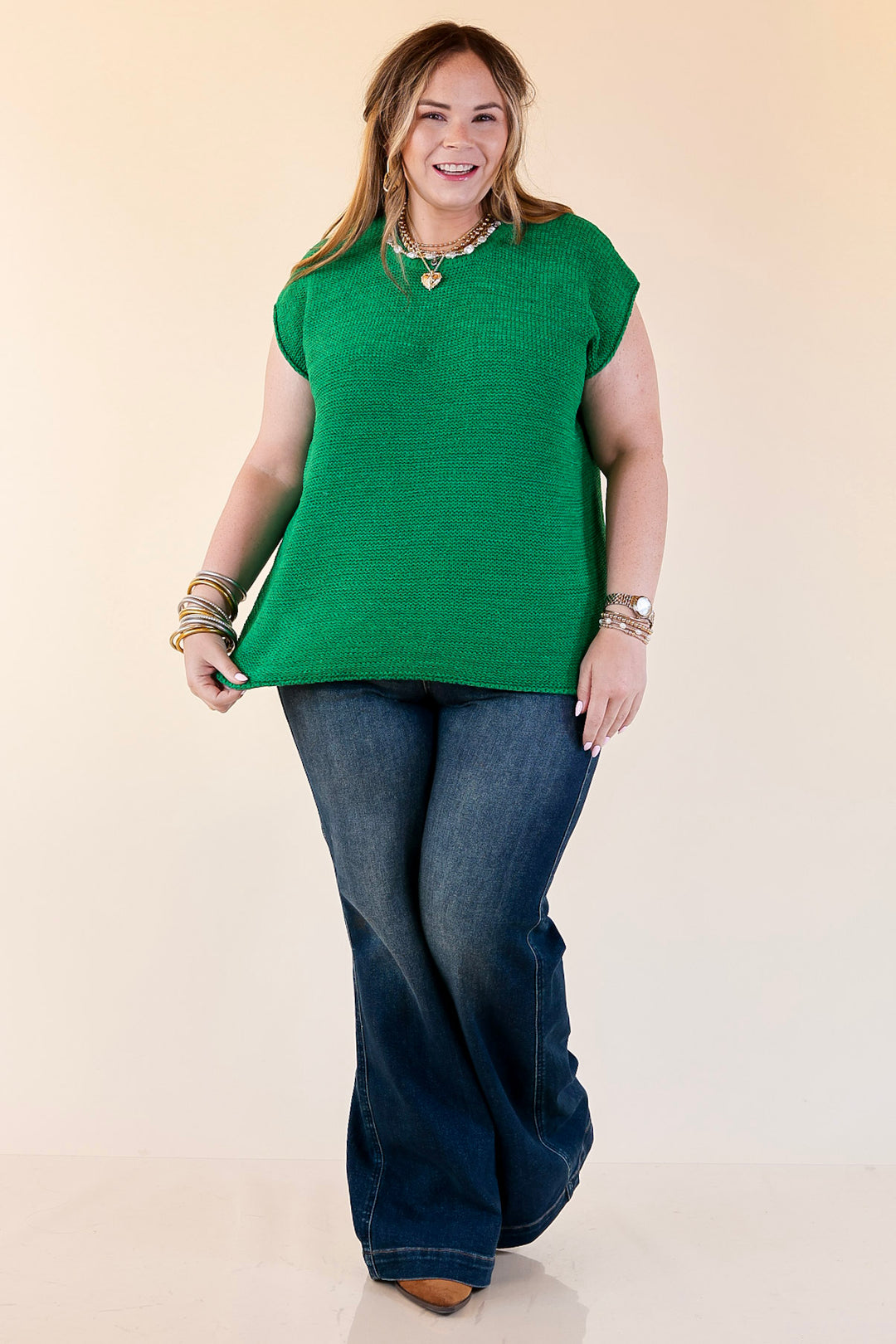 Forever Favorite Oversized Crew Neck Sweater Vest in Kelly Green