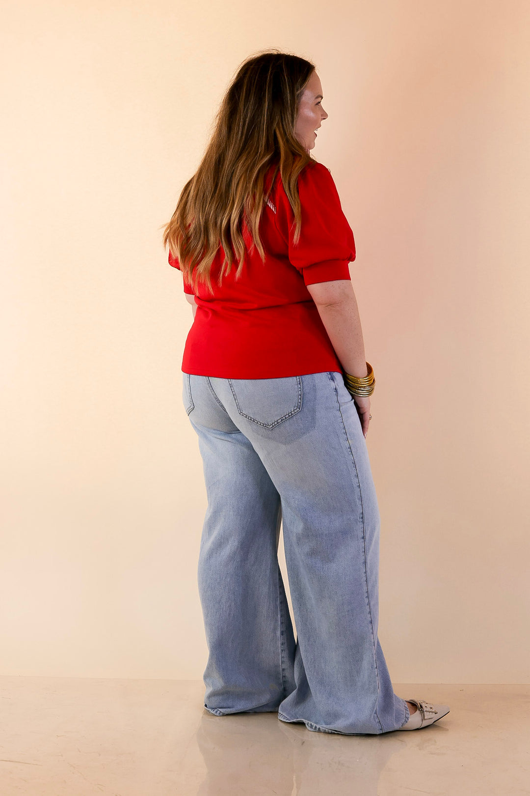 Judy Blue | Smooth Moves Wide Leg Palazzo Featherweight Elastic Waistband Jeans in Light Wash