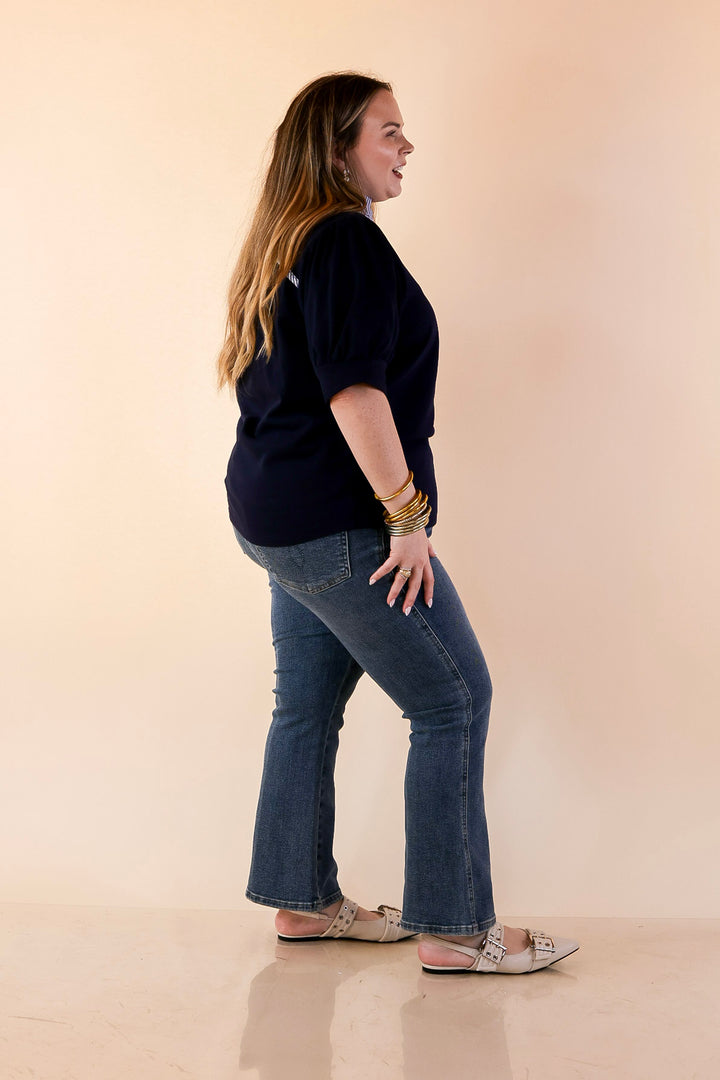 Judy Blue | Simply Flawless Tummy Control Cropped Kick Flare Jean in Medium Wash