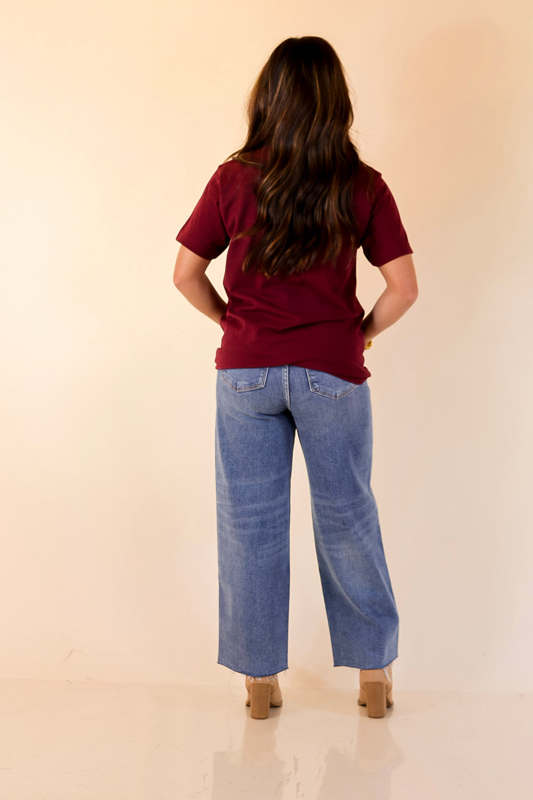 Give Thanks Short Sleeve Leopard Print Graphic Tee in Maroon