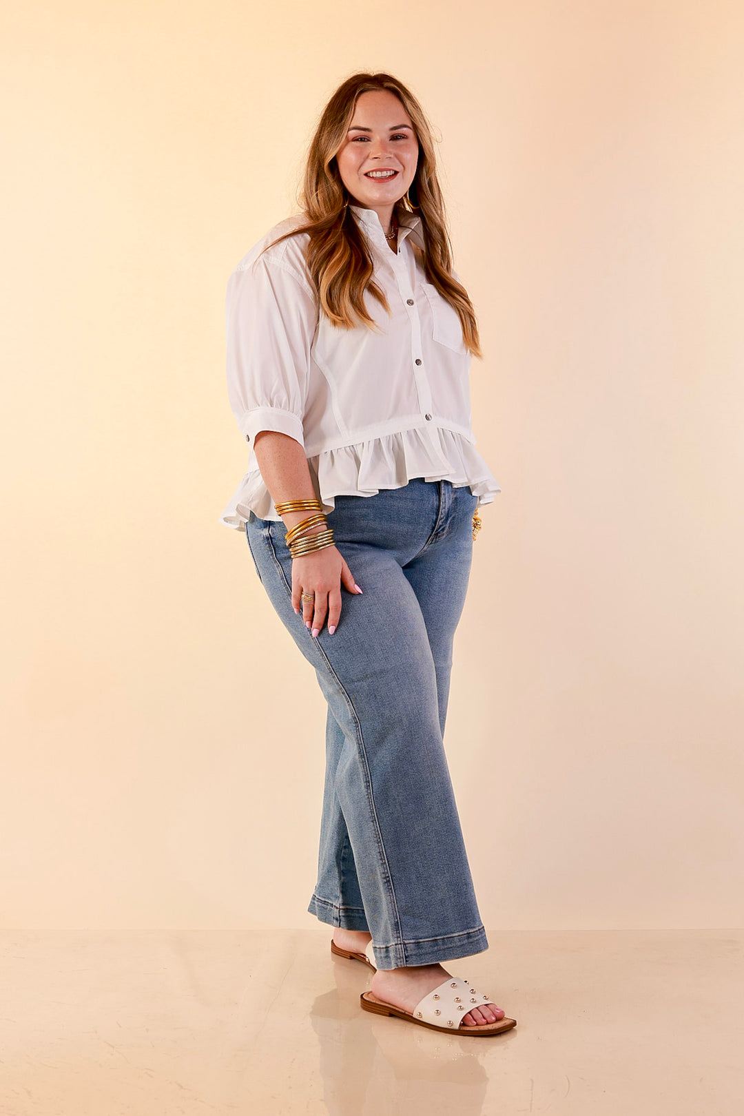 Judy Blue | Everyday Poise Cropped Wide Leg Trouser Denim Jeans in Light Wash