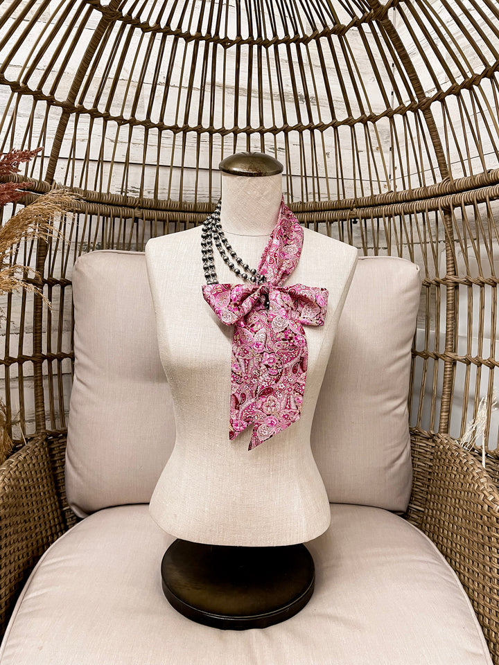 Wyoming Traders | Frontier Paisley Print Silk Twilly Scarf in Pink
