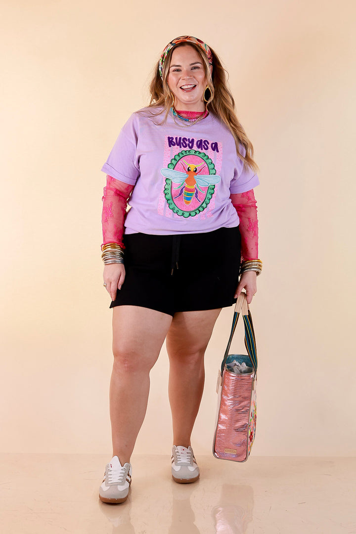 Sweet as Honey "Busy as a Bee" Short Sleeve Graphic Tee in Lavender Purple