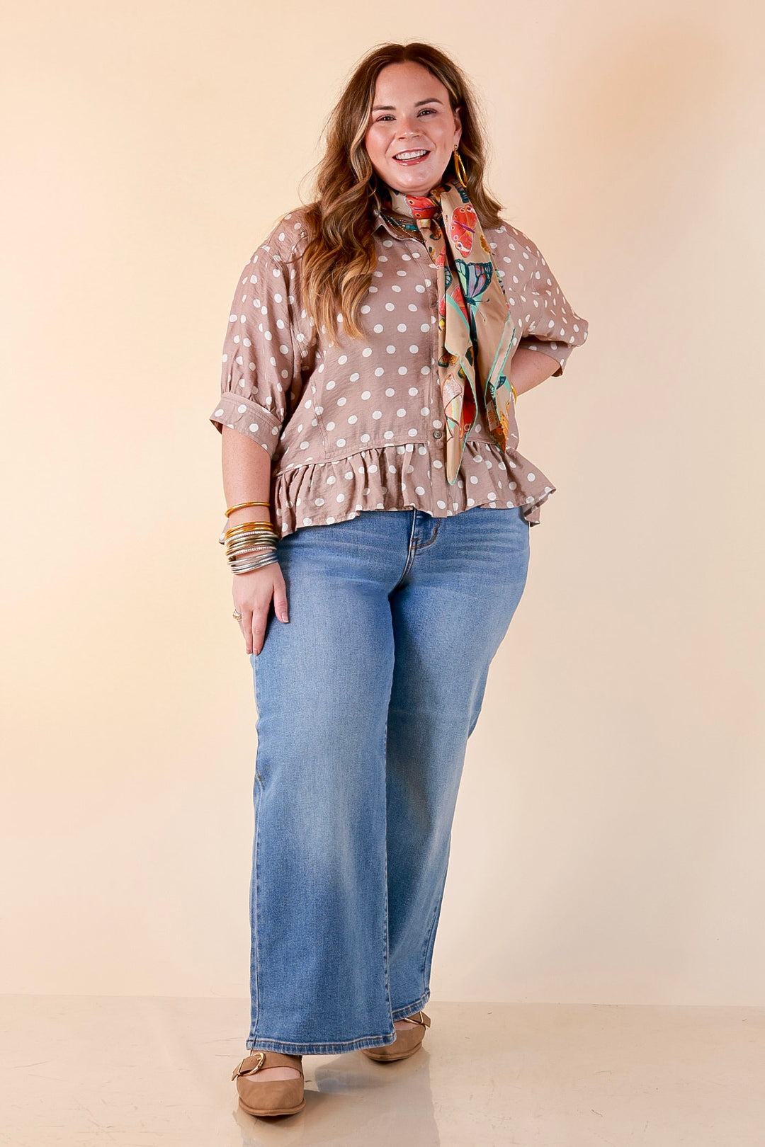 Judy Blue | Blue Skies Ahead Ankle Length Cropped Wide Leg Claudia Denim Jeans in Medium Blue Wash