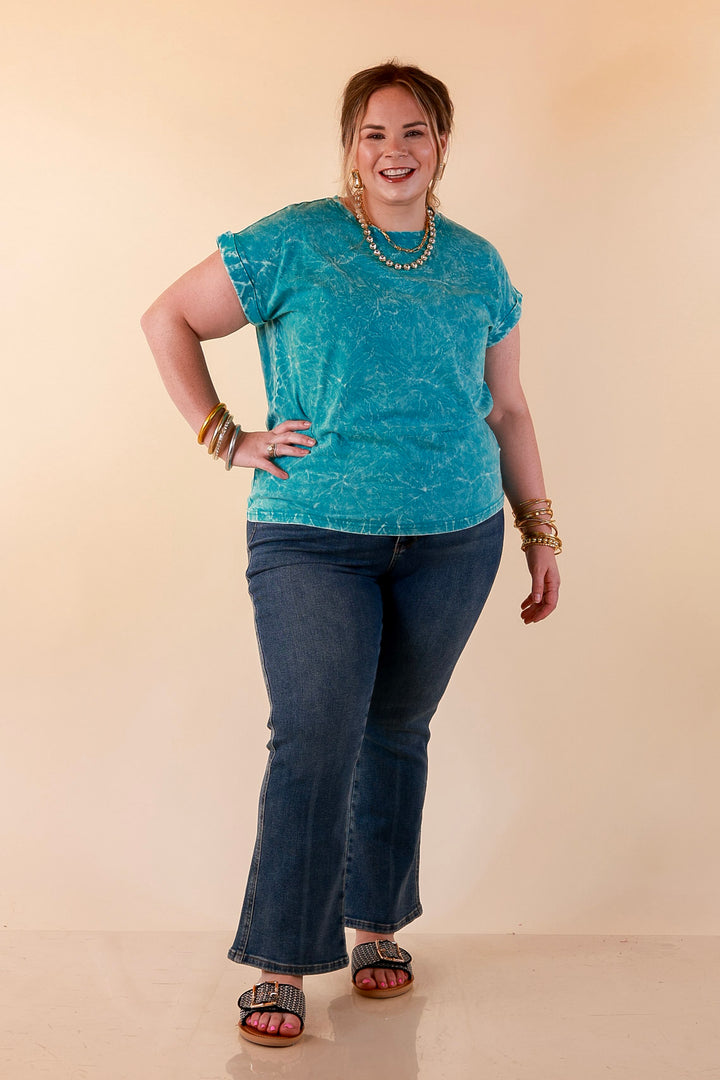 Chic Made Easy Short Sleeve Shirt in Teal Blue