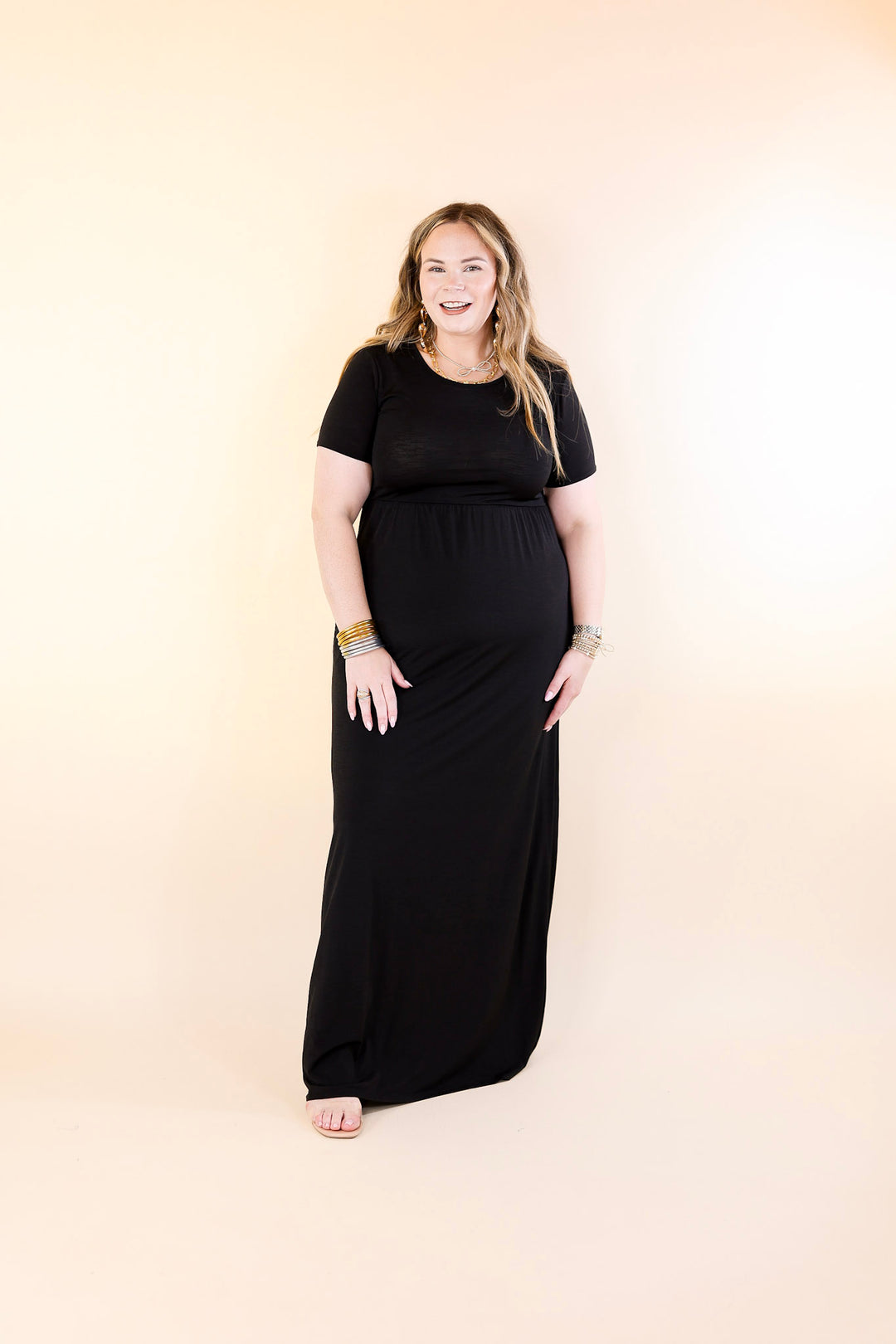 babydoll maxi dress with sleeves Olivaceous Babydoll Maxi Dress small