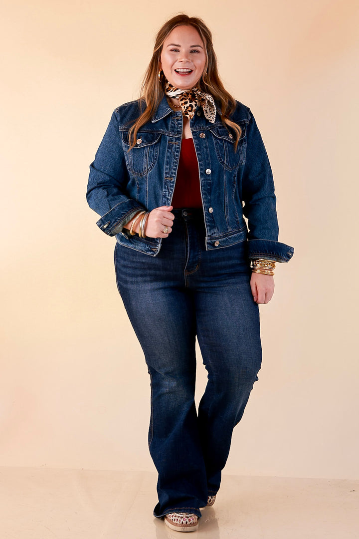 Judy Blue | The Go-To Layer Rigid Magic Classic Denim Jacket in Dark Indigo Wash