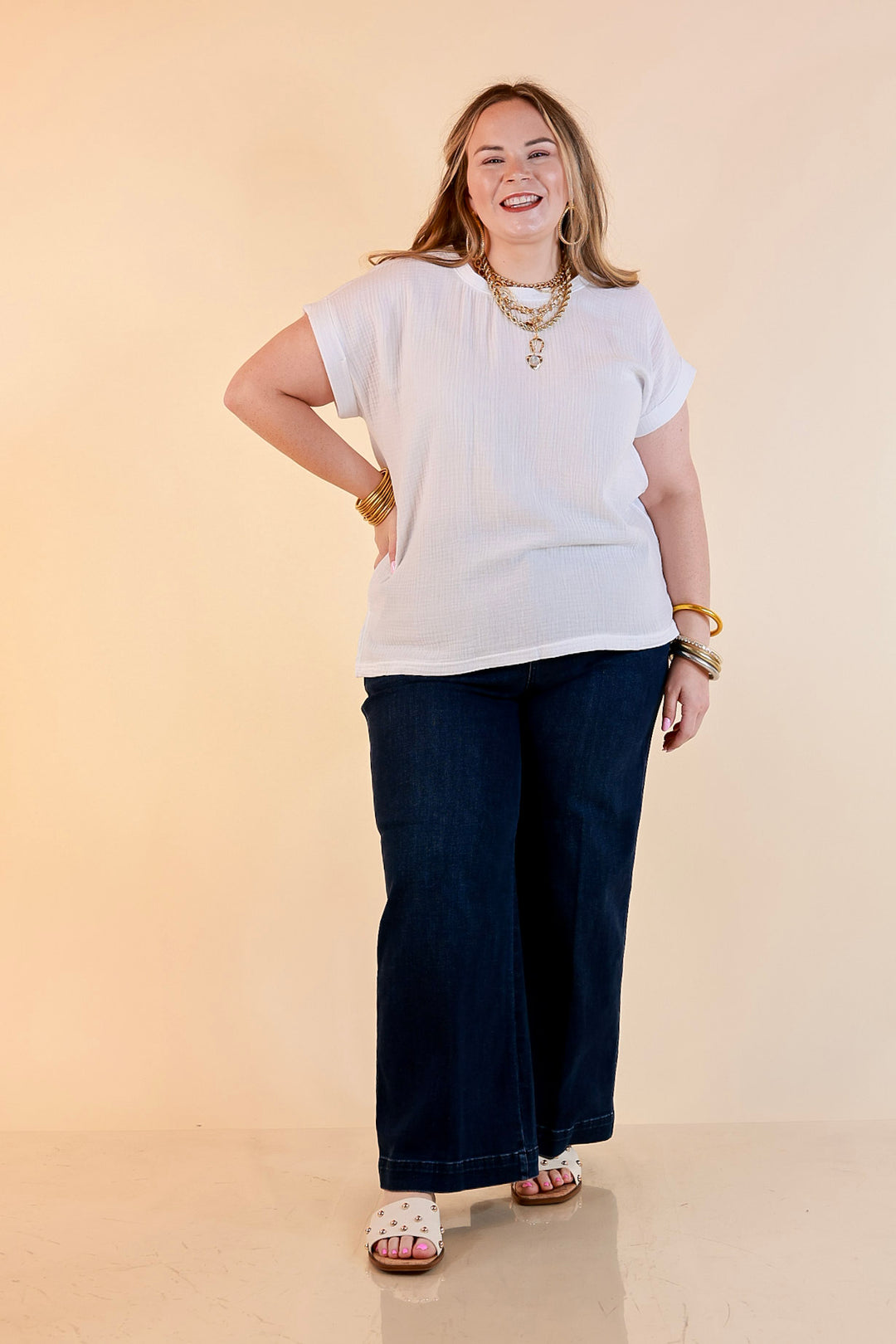 Judy Blue | Chic in Motion Ankle Length Cropped Wide Leg Trouser Denim Jeans in Dark Wash
