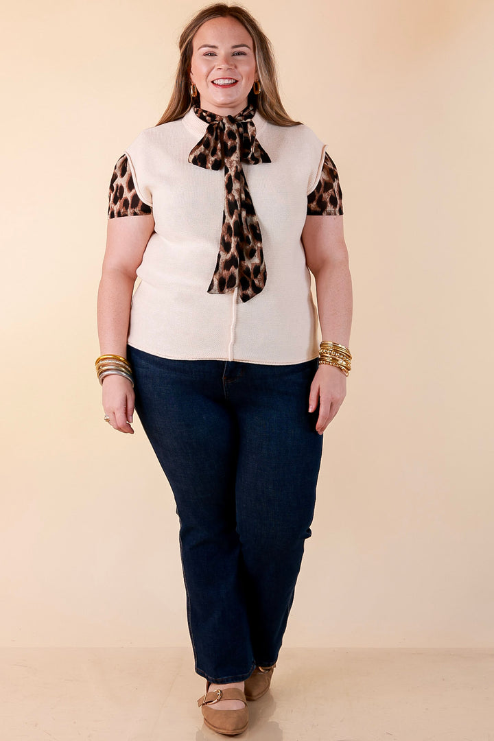 Always a Favorite Crew Neck Front Seam Sweater Knit Top in Ivory