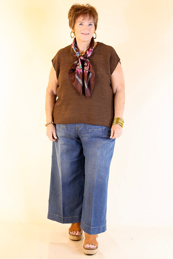 Forever Favorite Oversized Crew Neck Sweater Vest in Brown