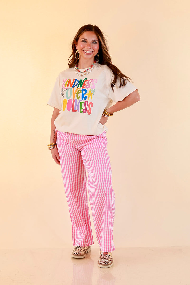 Kindness Over Coolness Short Sleeve Graphic Tee in Natural