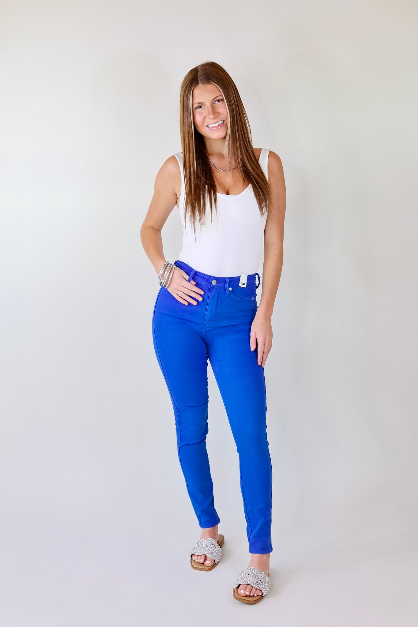 Judy Blue | Vibrant Smiles Control Top Skinny Jeans in Cobalt Blue