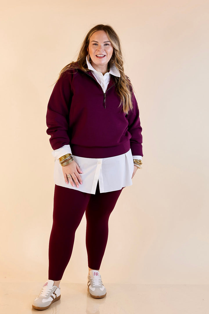 SPANX | Booty Boost® Performance and Shaping 7/8 Leggings in Plum Berry (Maroon)