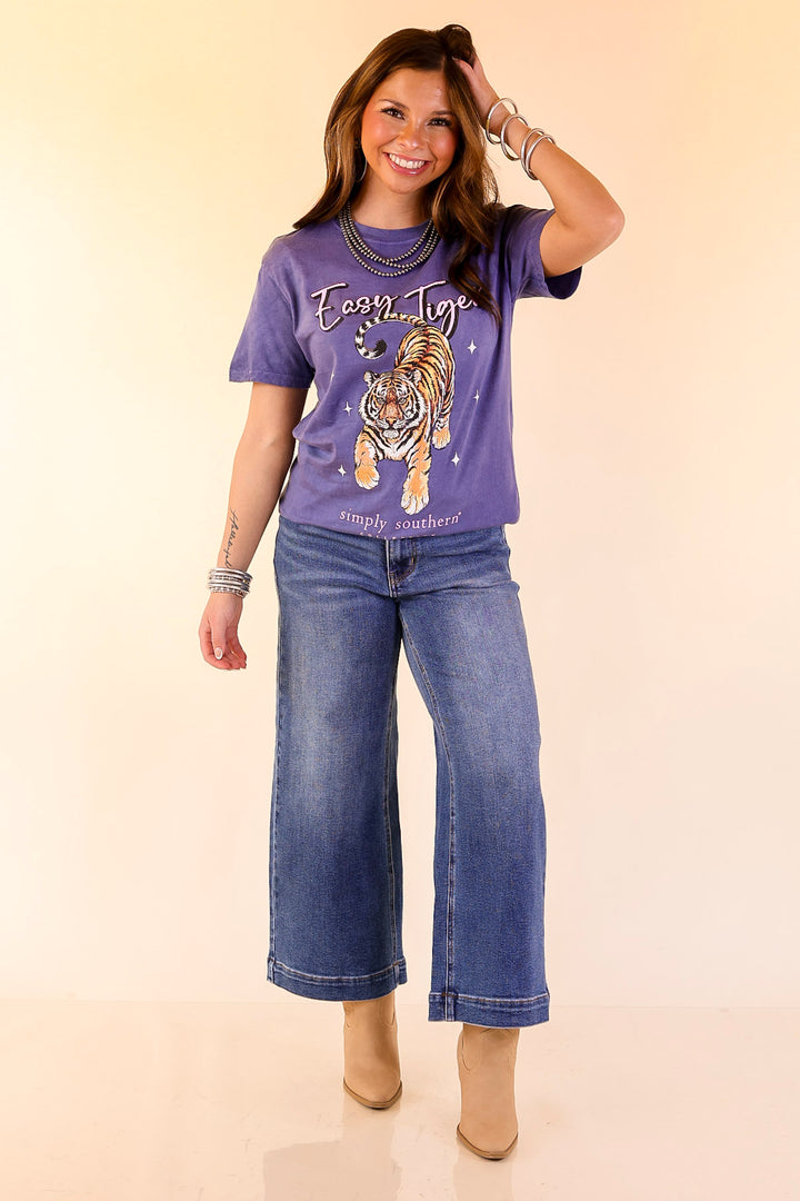 Simply Southern | Easy Tiger Graphic T-Shirt in Washed Navy Blue