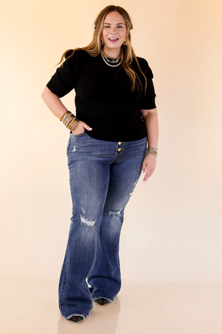 Judy Blue | The Statement Pair Button Fly Flare Jean in Medium Wash