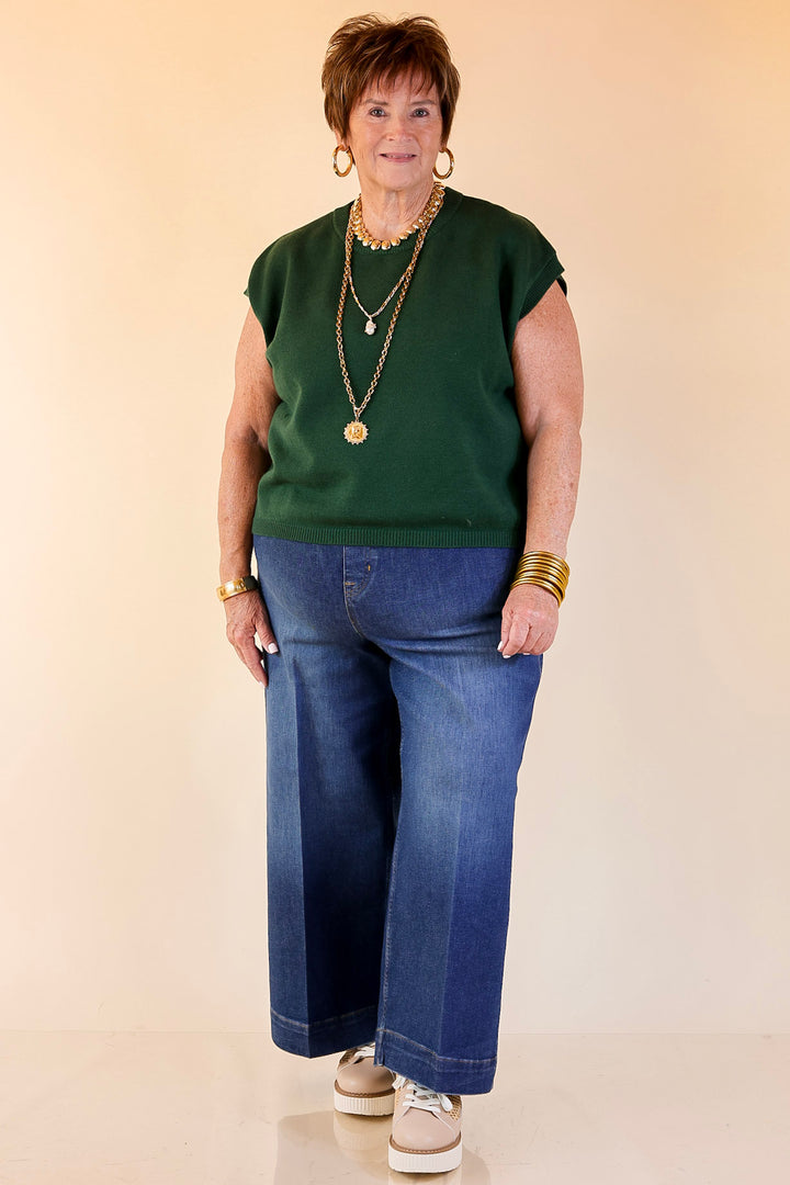 Effortlessly Yours Short Sleeve Oversized Sweater in Forest Green