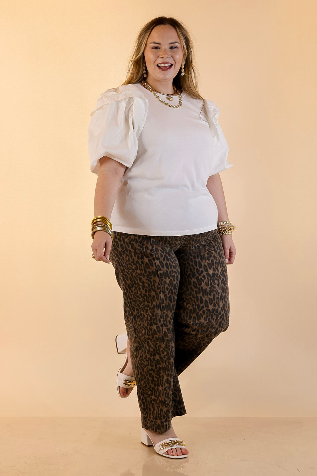 Mud Pie | Standout Style Ruffle Puff Sleeve Knit Top in White