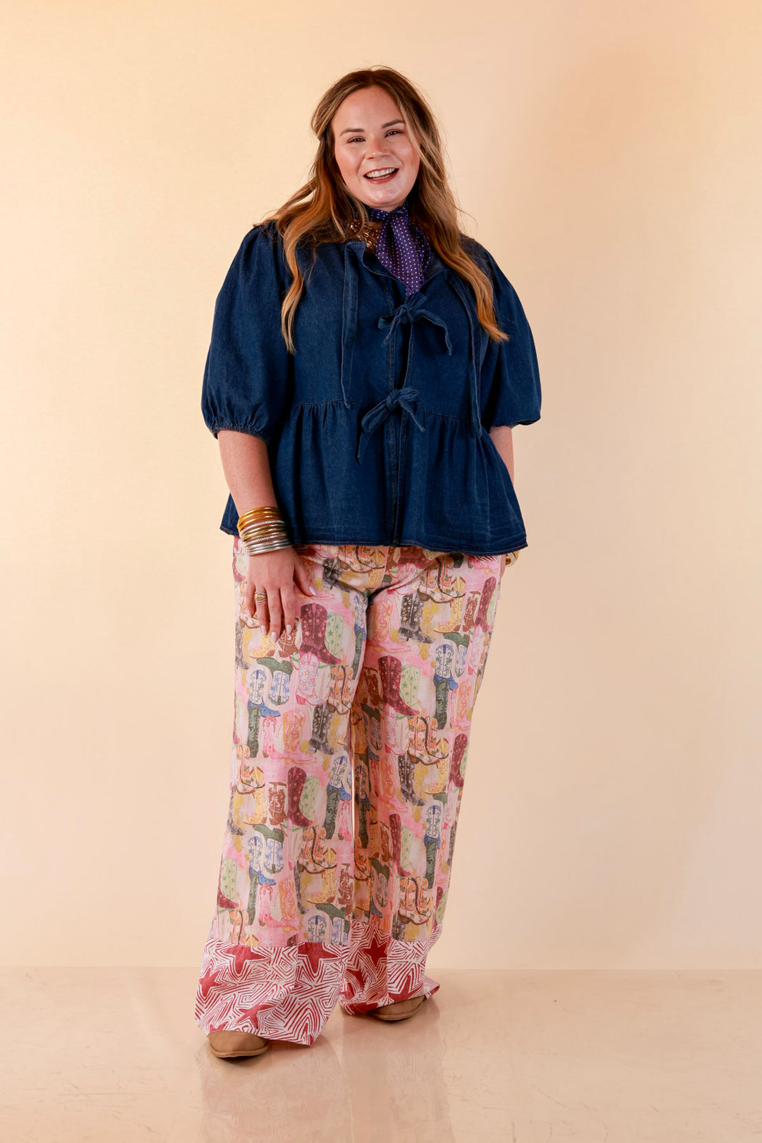 Sweet on You Denim Front Bow Detail Top in Medium Wash