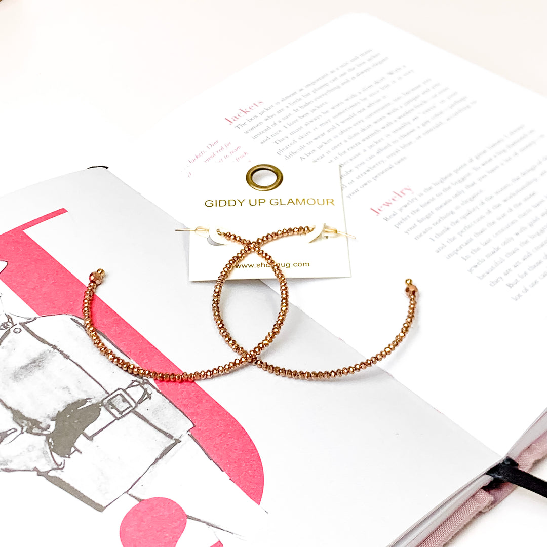 Rose Gold Beaded Hoops - Giddy Up Glamour Boutique