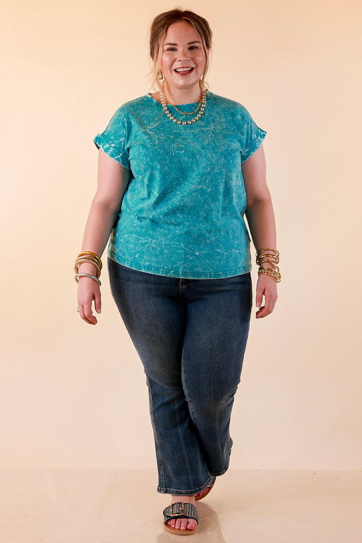 Chic Made Easy Short Sleeve Shirt in Teal Blue