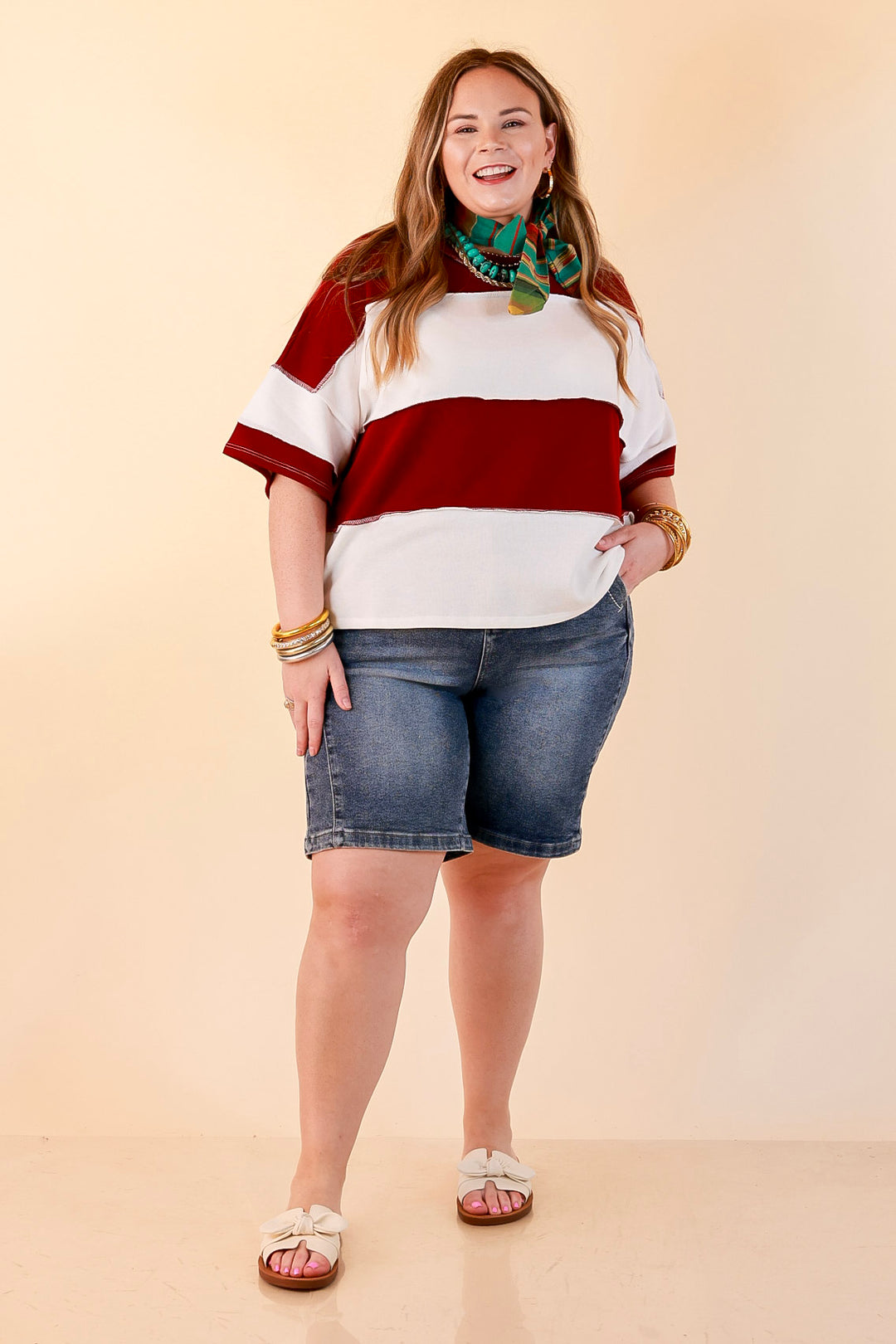 L&amp;B | Meet Me in Cheyenne Bermuda Denim Shorts in Medium Stone Wash