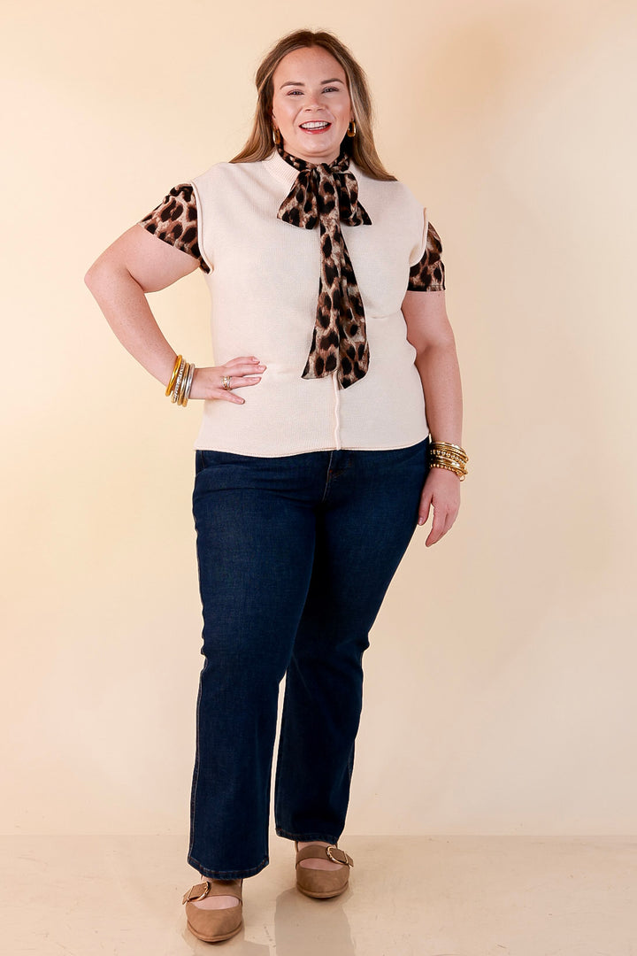 Always a Favorite Crew Neck Front Seam Sweater Knit Top in Ivory